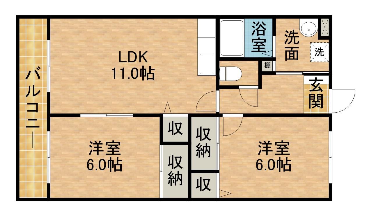 ファミール茄子(2LDK/3階)の間取り写真