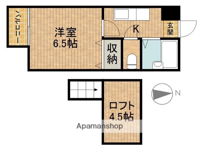 ビバリーハウス萩丘B(1K/2階)の間取り写真