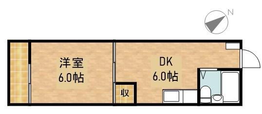 エスポアールⅡ(1DK/2階)の間取り写真