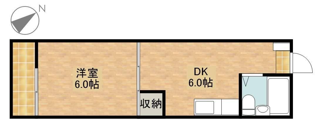 エスポアールⅡ(1DK/2階)の間取り写真