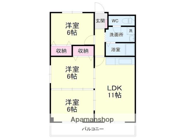 ヴェルメゾン飯尾(3LDK/2階)の間取り写真