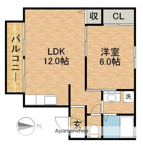 セジュール南浅田(1LDK/2階)の間取り写真