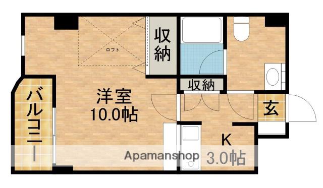パラドール恩地(1K/2階)の間取り写真