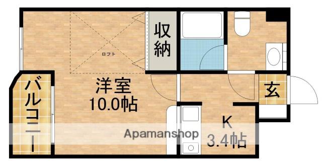 パラドール恩地(1K/3階)の間取り写真
