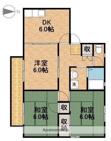 ソレアードIIDAⅡ(3DK/1階)の間取り写真