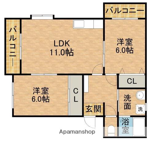 パラディア(2LDK/2階)の間取り写真