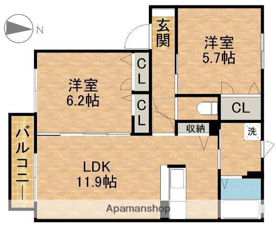 アピタシオン(2LDK/1階)の間取り写真