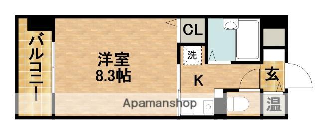 ブライティ助信(1K/3階)の間取り写真