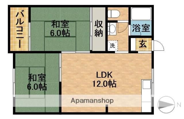 マンション浅名(2LDK/3階)の間取り写真