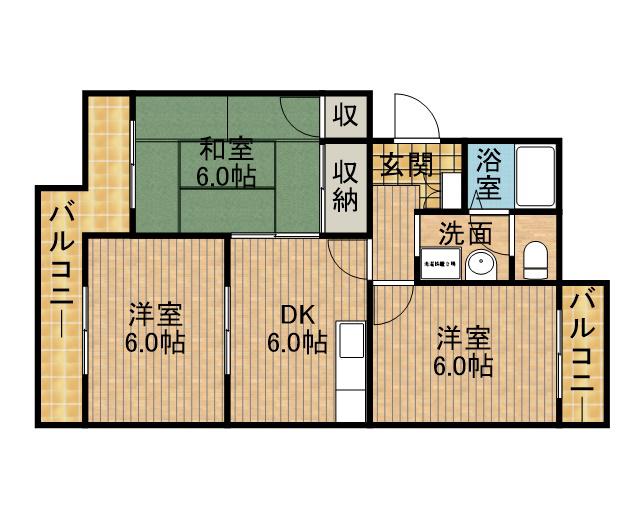 BOW&ARROW(3DK/2階)の間取り写真