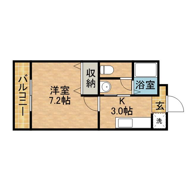 ブリリアント・ヒルズ(1K/1階)の間取り写真