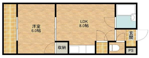 グレイス第2マンション(1LDK/5階)の間取り写真