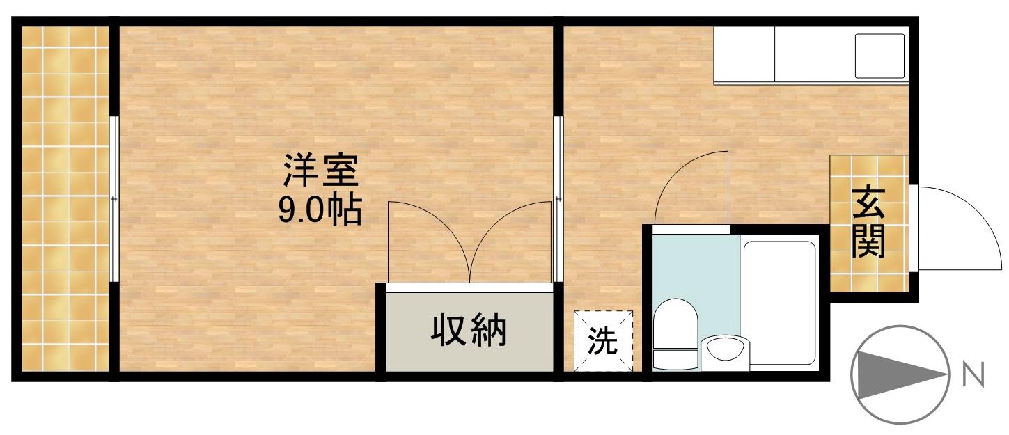 サンバードⅠ(1DK/3階)の間取り写真