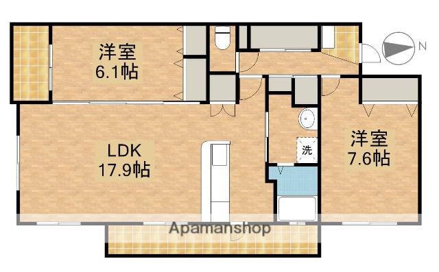 フェリーチェ西都(2LDK/1階)の間取り写真