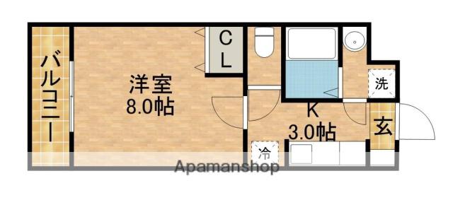 フリージア(1K/4階)の間取り写真