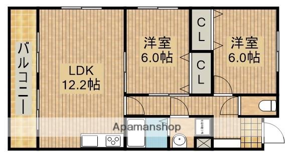 シャトーインTOKAI(2LDK/2階)の間取り写真