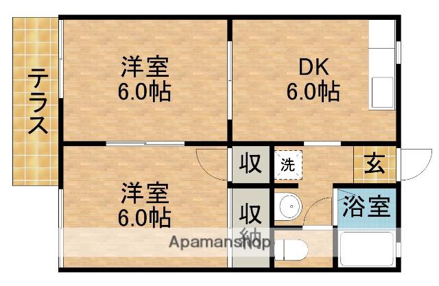 アーバンコンフォート(2DK/1階)の間取り写真