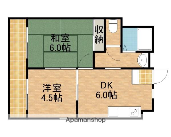 GULUCK(2DK/2階)の間取り写真