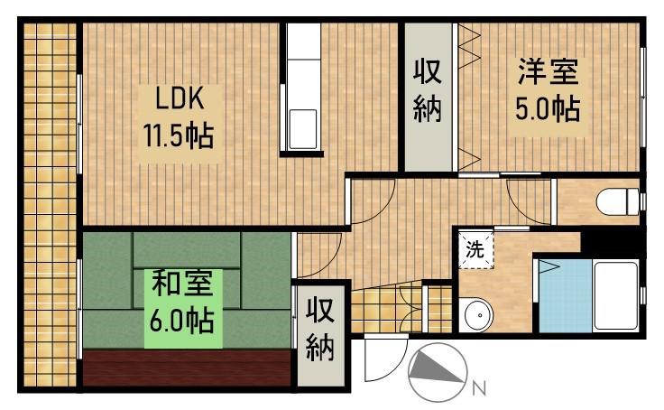 サンレイク(2LDK/2階)の間取り写真