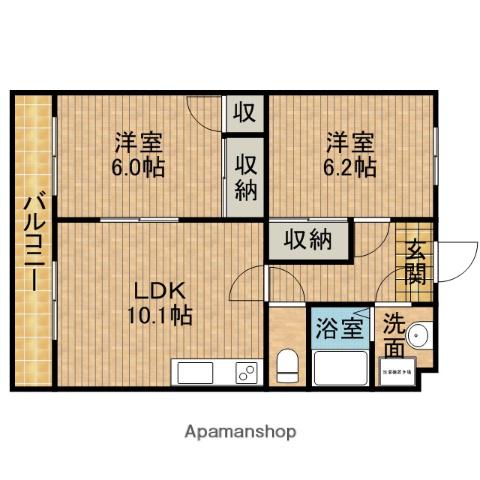 ジョイルームⅡ(2LDK/3階)の間取り写真