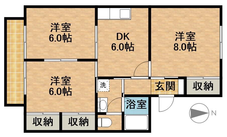 アベニュー平野Ⅰ(3DK/2階)の間取り写真