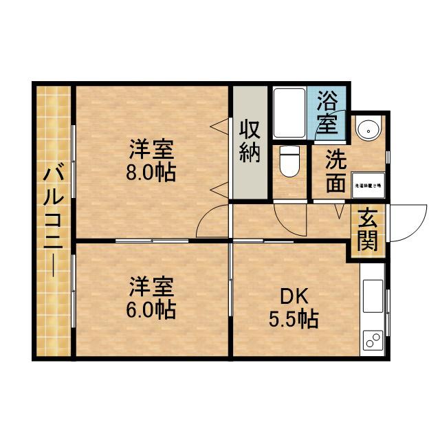 キャッスルローゼ(2DK/3階)の間取り写真