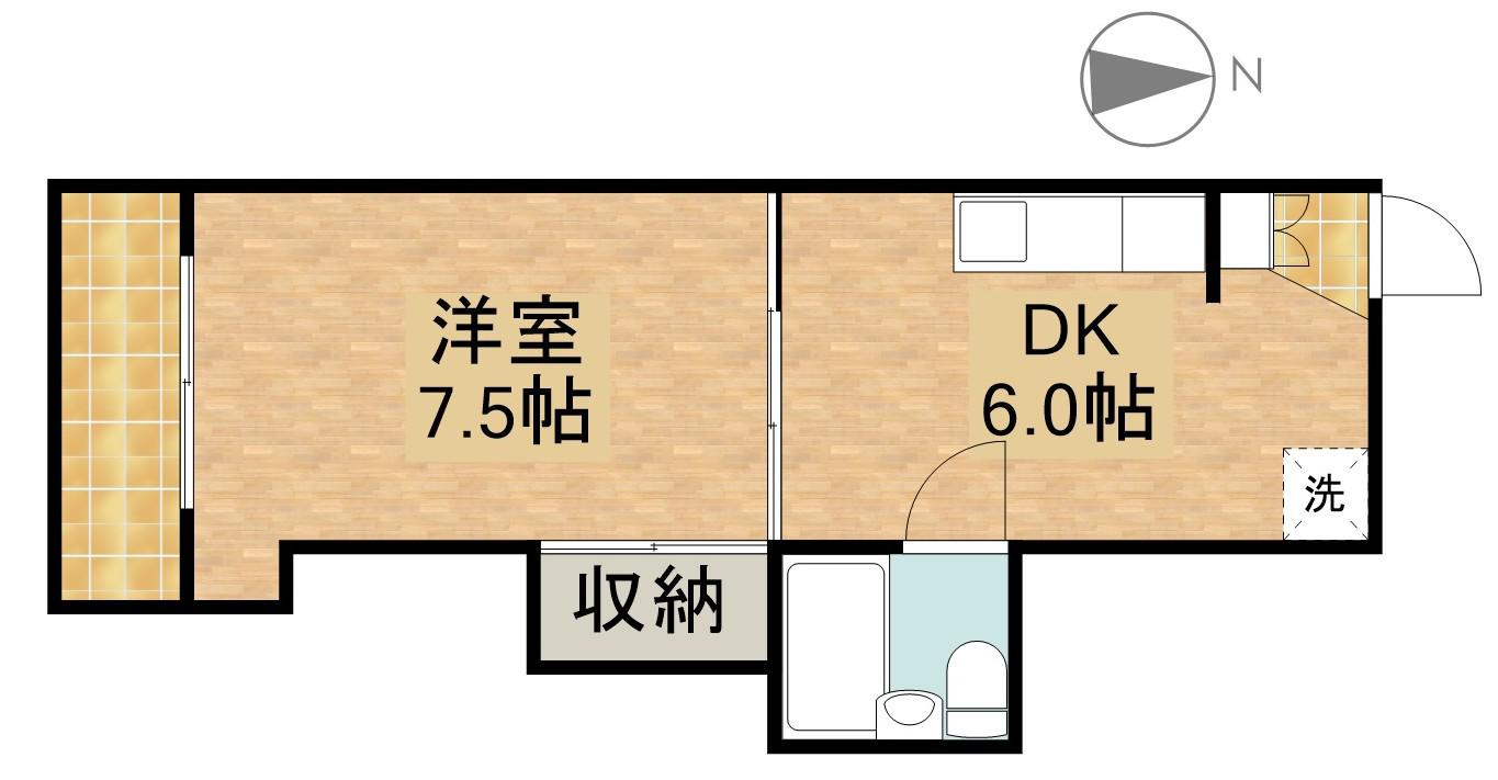 カーサ立石(1DK/2階)の間取り写真