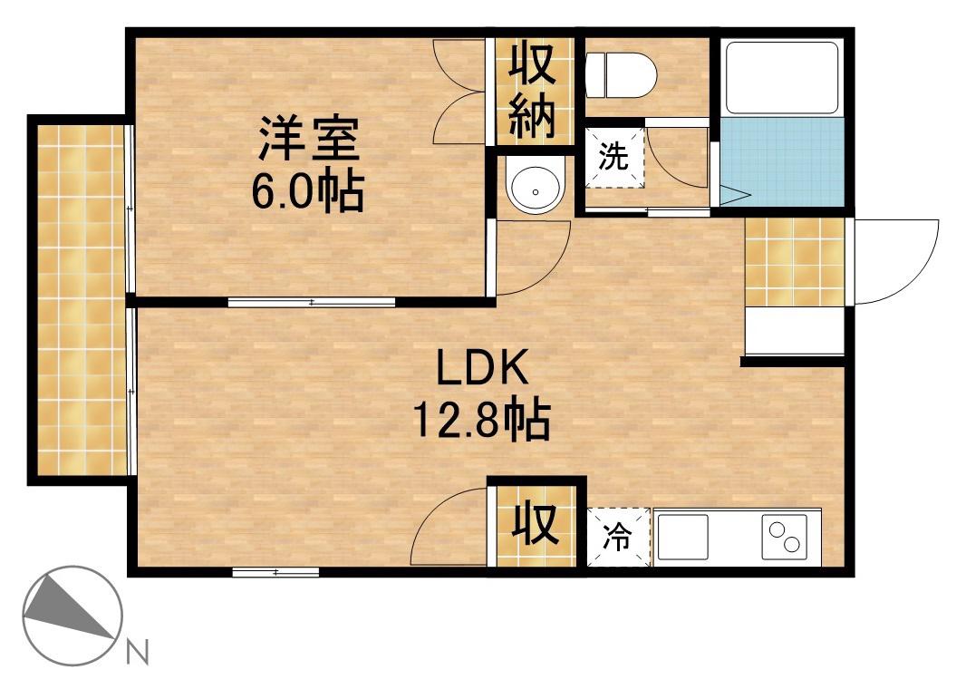 ドミール葵(1LDK/1階)の間取り写真
