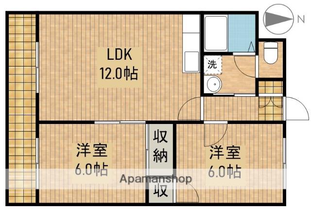 マンション楠通(2LDK/1階)の間取り写真