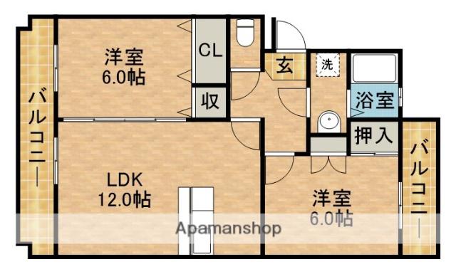 初生パークハイツ(2LDK/4階)の間取り写真