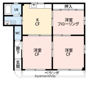 マヌハイツ(3DK/3階)の間取り写真