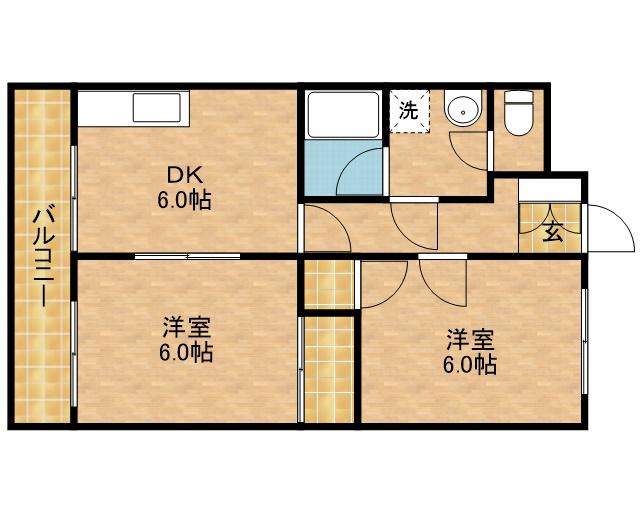 リビエール・カタセ(2DK/3階)の間取り写真