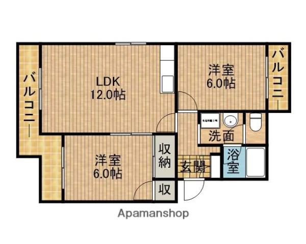 聖マンションⅡ(2LDK/3階)の間取り写真