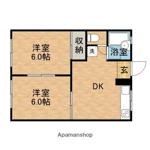 リリーベル(2DK/1階)の間取り写真