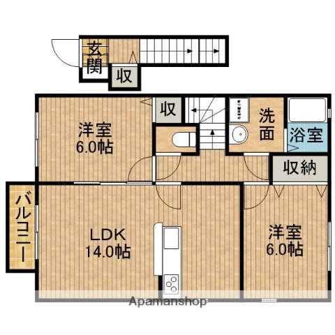 塩津の杜 C棟(2LDK/2階)の間取り写真