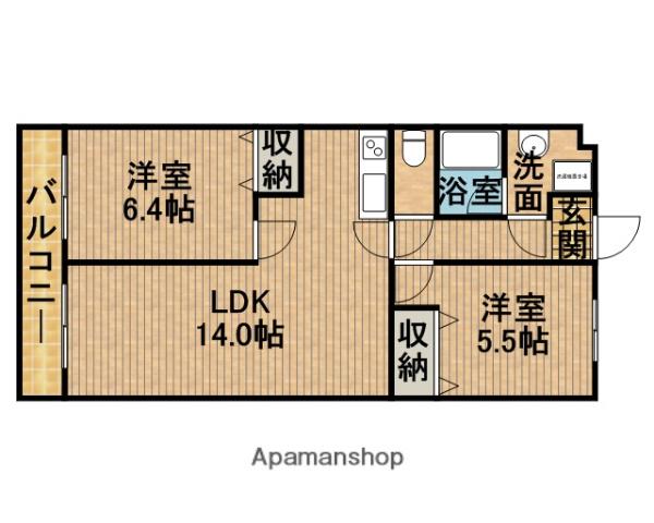 ベルタウン(2LDK/2階)の間取り写真