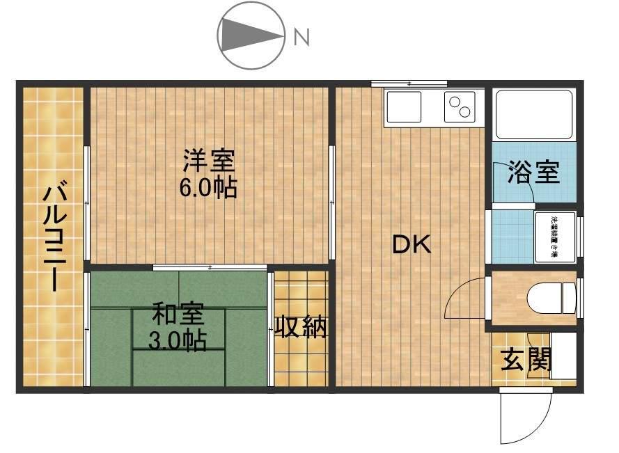 花島ハイツ(2K/2階)の間取り写真