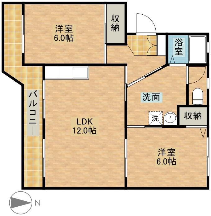 神谷マンション(2LDK/1階)の間取り写真