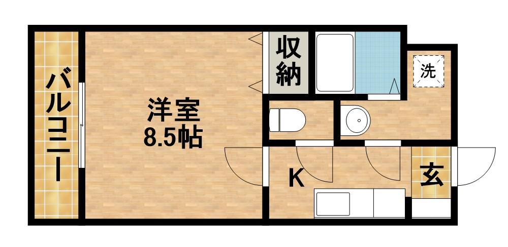 グレイス・ラン Ⅱ(1K/1階)の間取り写真