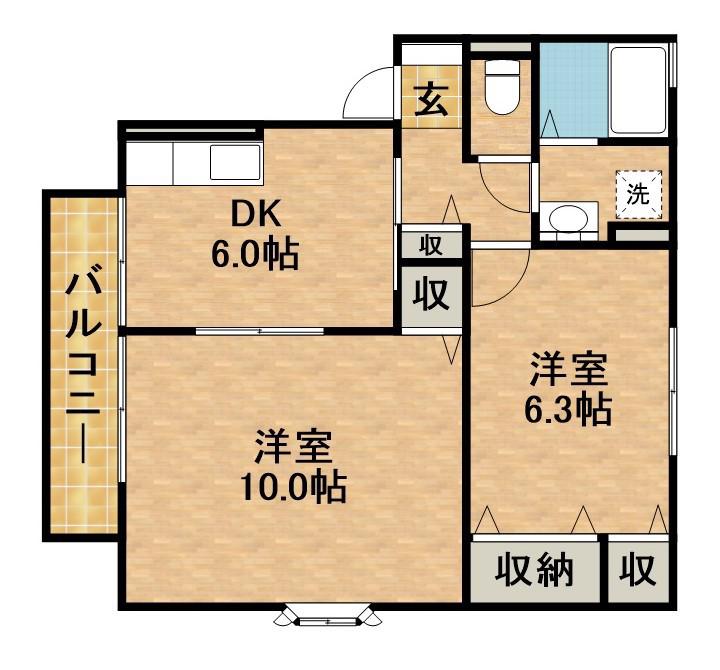 ヴィラ隆光(2DK/2階)の間取り写真