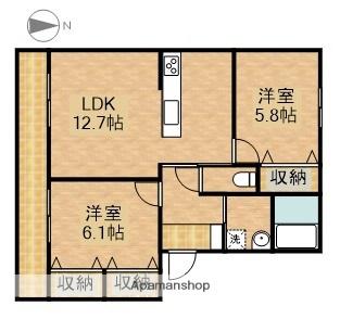 ラフォーレ天王Ⅱ(2LDK/1階)の間取り写真