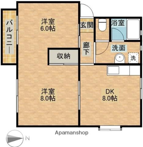 サンコーポ(1DK/3階)の間取り写真