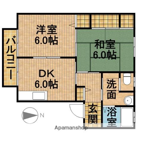 プラネット・テンA(2DK/2階)の間取り写真