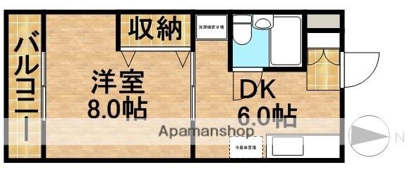 カトレアⅡ(1DK/2階)の間取り写真