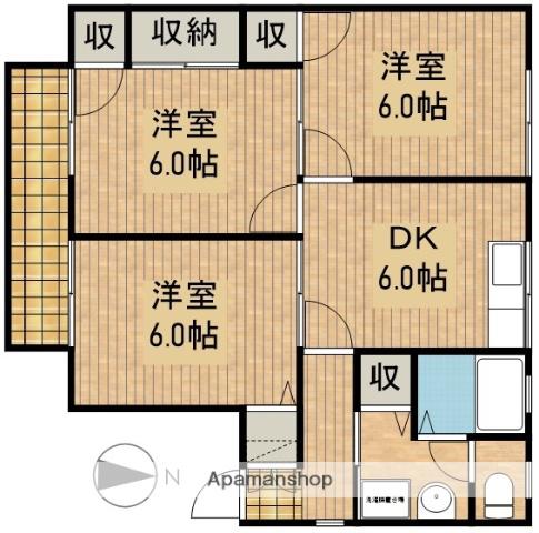 セジュールむらまつ(3DK/2階)の間取り写真