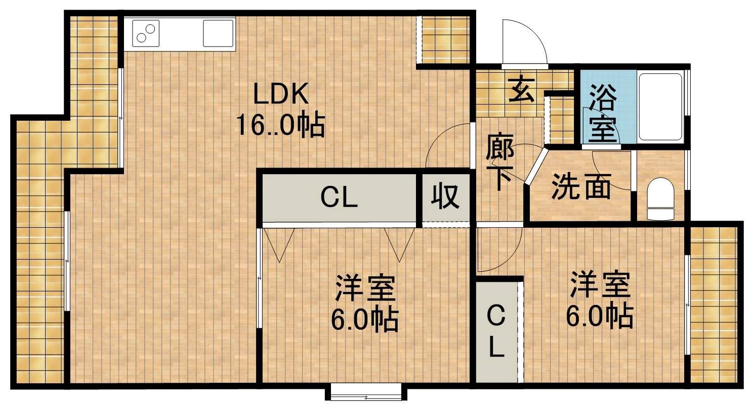 サンパーラ松本(2LDK/3階)の間取り写真