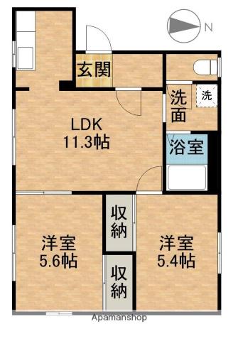 ハマナチェル乙女園(2LDK/1階)の間取り写真