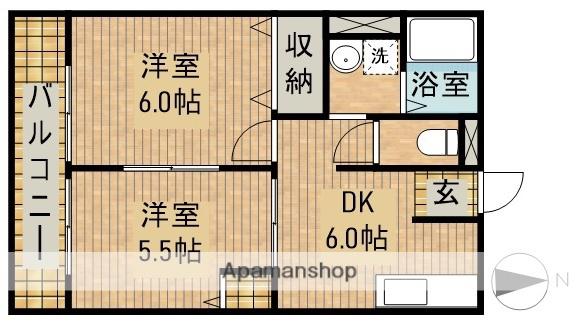 シティハイムアサダ(2DK/2階)の間取り写真