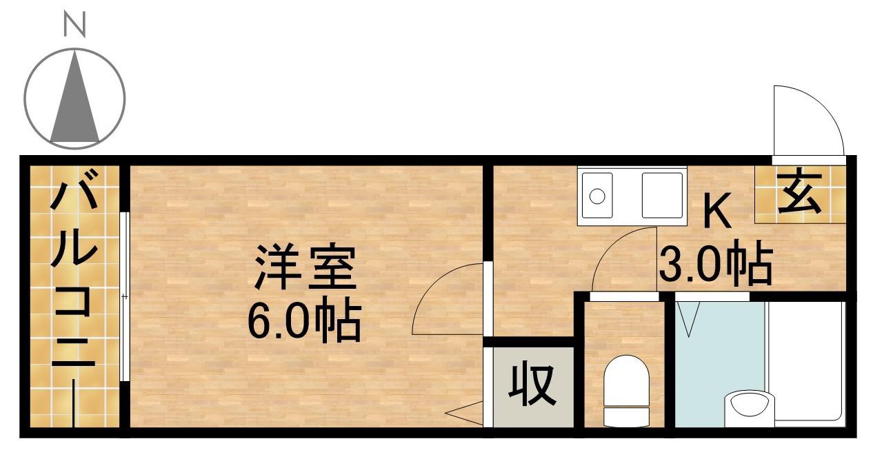 コーポ星ヶ丘(1K/1階)の間取り写真