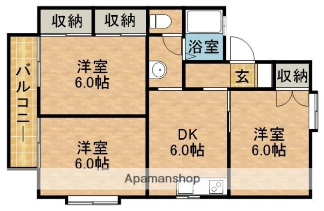 セジュールセゾンA(3DK/2階)の間取り写真